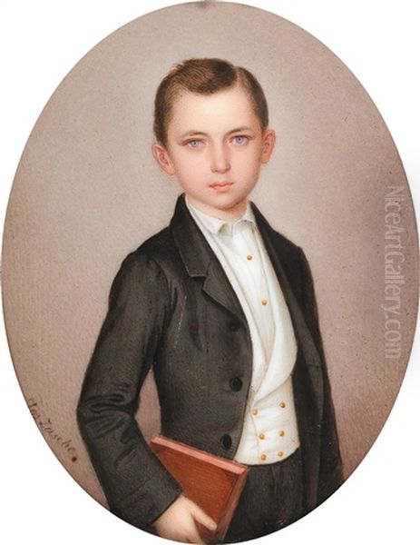 Bildnis Eines Jungen Herrn Mit Gescheiteltem Haar Oil Painting by Josef (Johann) Zasche