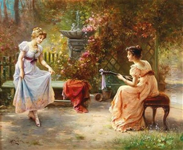 Musical Entertainment Oil Painting by Hans Zatzka