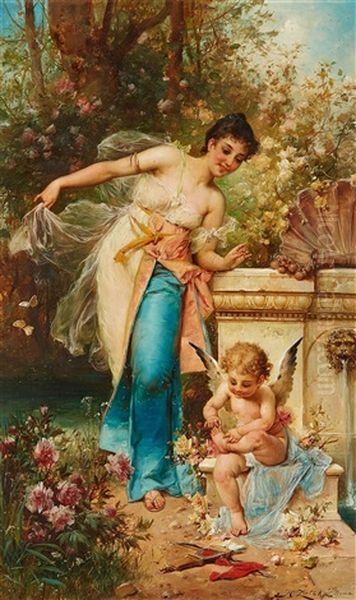 No Rose Without Thorns Oil Painting by Hans Zatzka