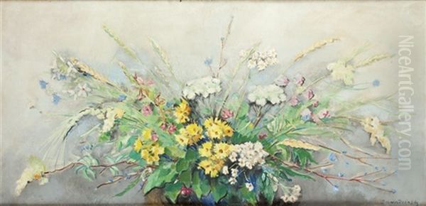 Flowers Oil Painting by Czeslaw Zawadzinski