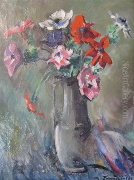 Composition Florale Oil Painting by Czeslaw Zawadzinski