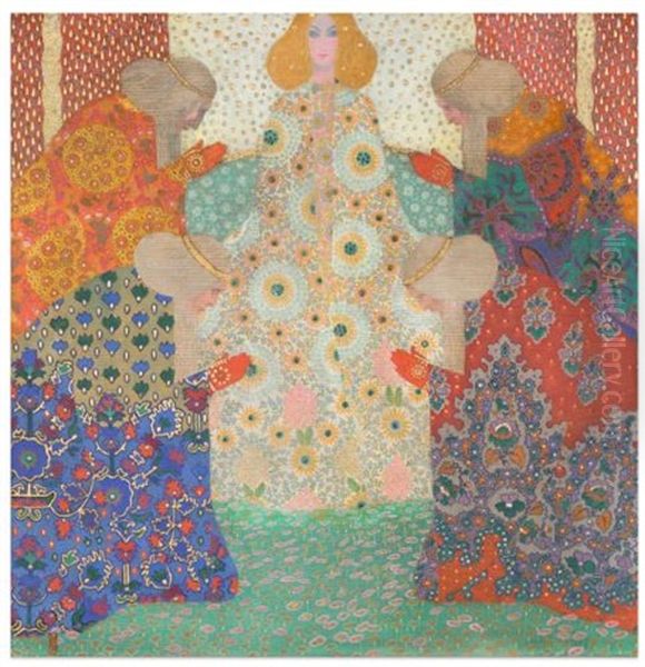 Madonna E Quattro Evangelisti Oil Painting by Vittorio Zecchin