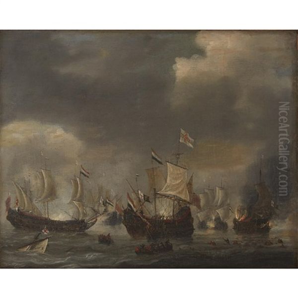 Naval Engagement Oil Painting by  Zeeman