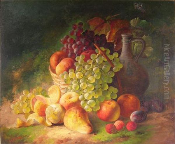 Stll Life With A Carafe And Grapes Oil Painting by G.J. Broome