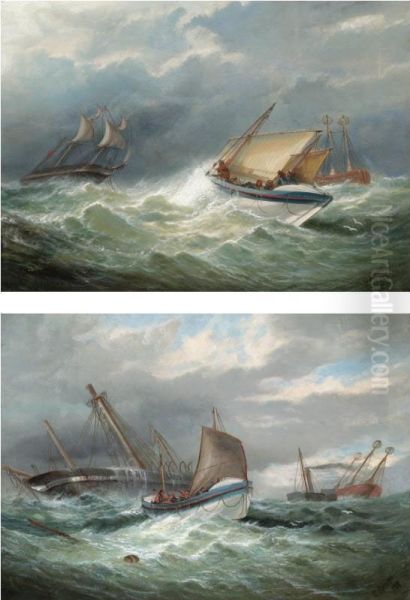 A Ramsgate Lifeboat Before And After The Rescue Oil Painting by G.J. Broome