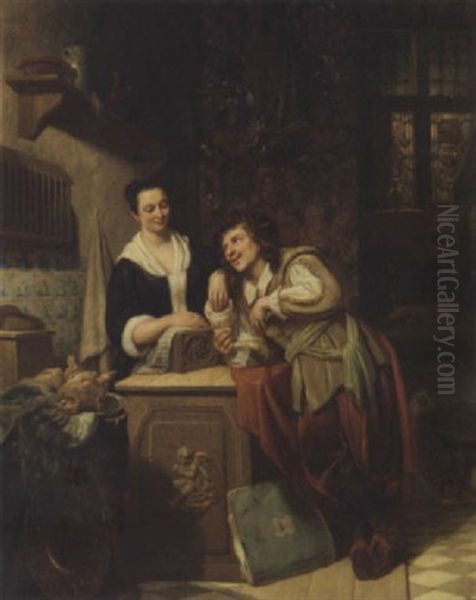 The Flirt Oil Painting by Abraham Johannes Zeeman