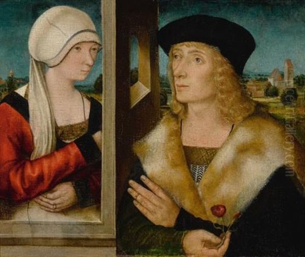 Double Portrait Of An Engaged Couple Oil Painting by Bartholome Zeitblom