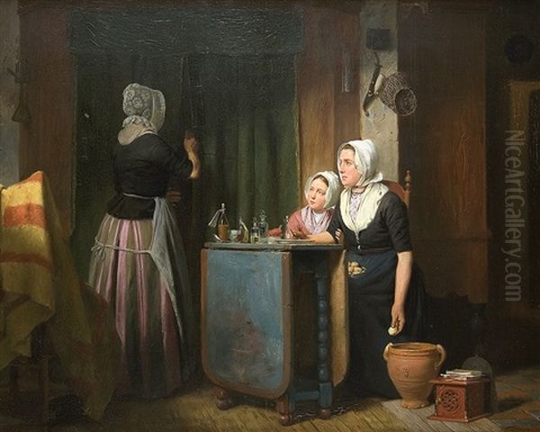 Im Hinterzimmer Des Apothekers Oil Painting by Johann Christian Gustav Zeitz