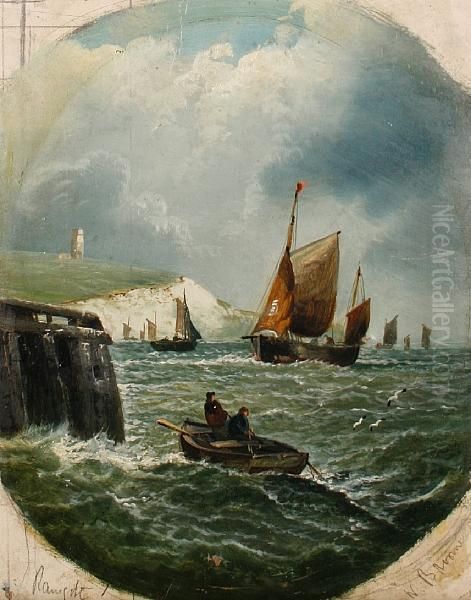 Off Ramsgate; Off The Dover Coast Oil Painting by William Broome Of Ramsgate