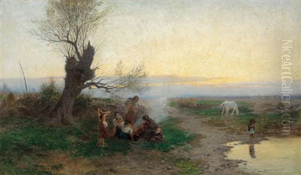 Das Abendliche Lager Oil Painting by Rodolf Zelenka