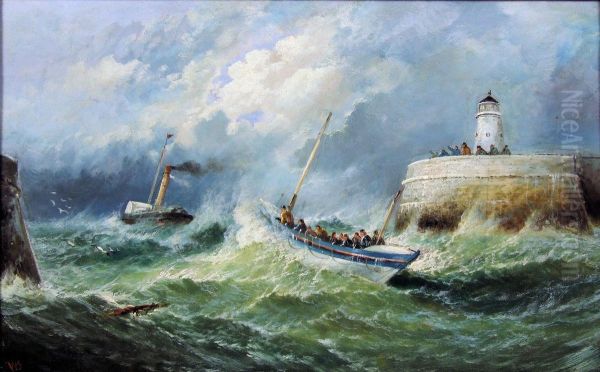 Marine Scene Oil Painting by William Broome Of Ramsgate