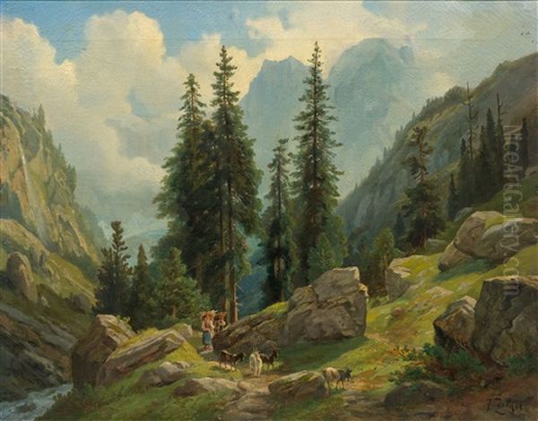 Mountain Landscape Oil Painting by Jakob Joseph Zelger