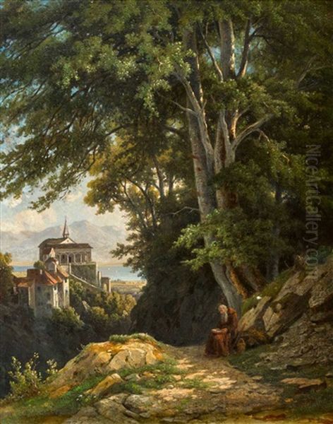 Orselina - Madonna Del Sasso Oil Painting by Jakob Joseph Zelger