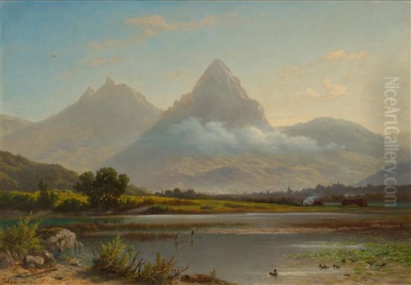 Lake Lauerz Oil Painting by Jakob Joseph Zelger