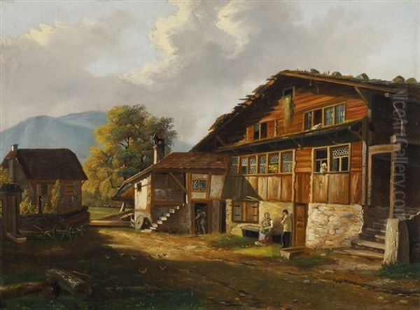 Unterwaldner Bauernhaus Oil Painting by Jakob Joseph Zelger