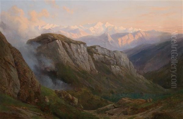 Gebirgslandschaft Oil Painting by Jakob Joseph Zelger