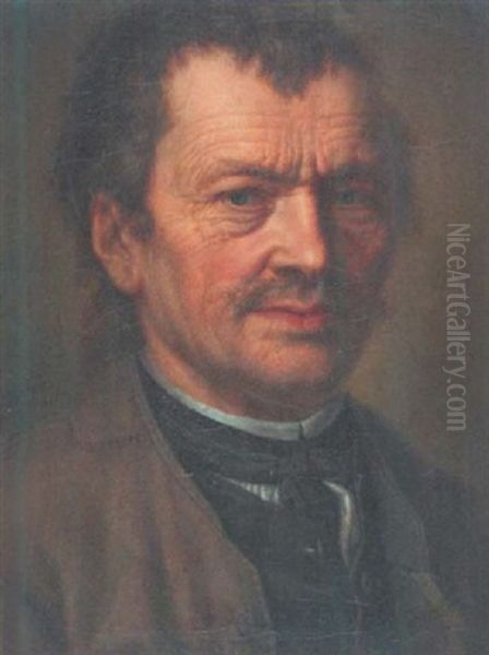 Portrait Eines Mannes In Braunem Jacket Oil Painting by Johann Georg Zell