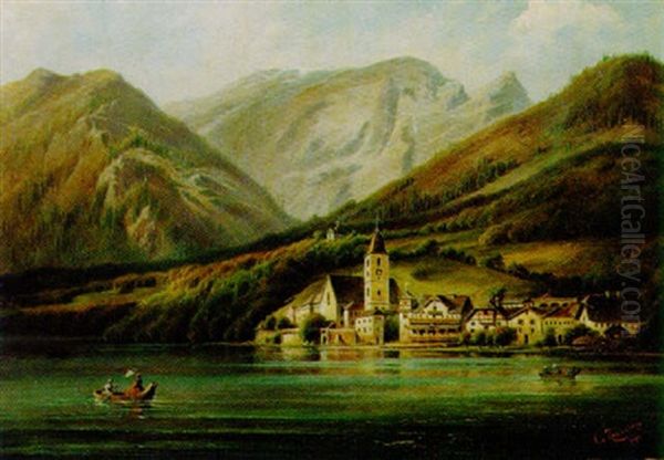 Blick Auf St. Wolfgang Oil Painting by Carl Von Zellenberg