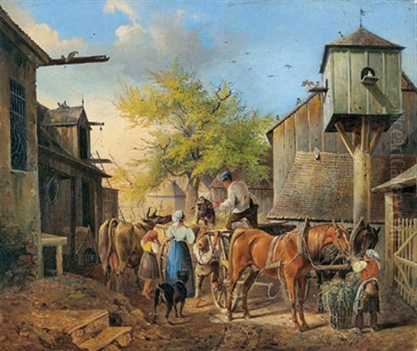 Landleben Oil Painting by Franz Zeller (Edler) von Zellenberg