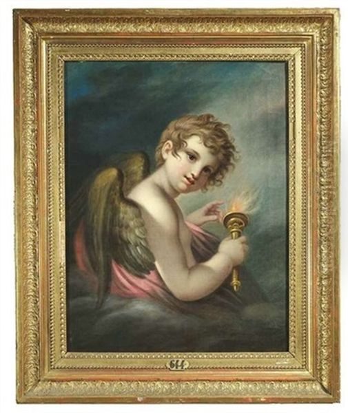 Putto Mit Einer Fackel Oil Painting by Anton Zeller