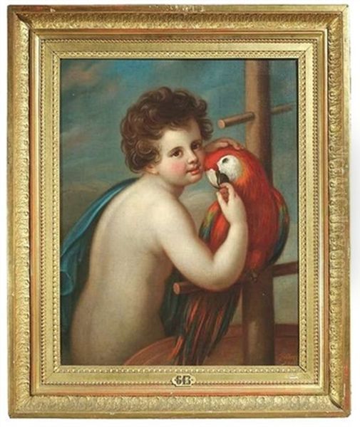 Putto Mit Einem Papagei Oil Painting by Anton Zeller