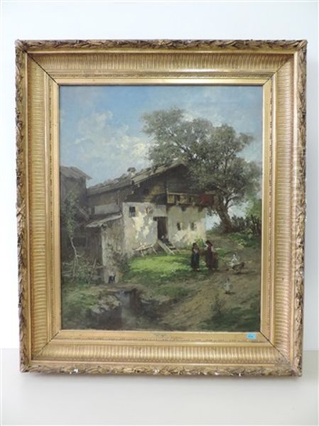 Bauernhof Oil Painting by Friedrich Fritz Zeller