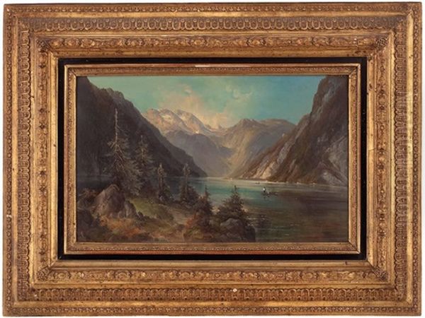 Konigssee Oil Painting by Friedrich Fritz Zeller