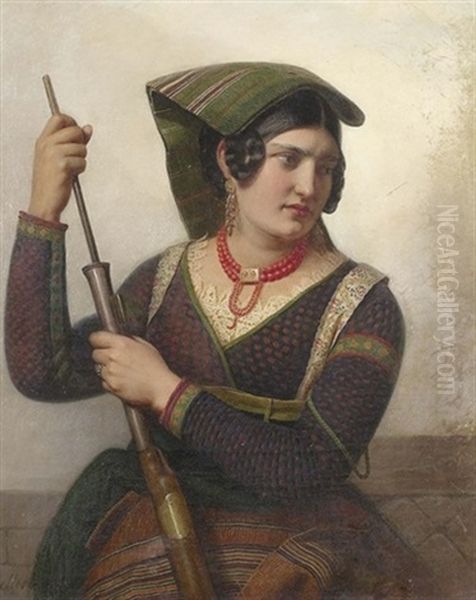 Portrat Einer Jungen Romischen Brigantin Oil Painting by Johann Conrad Zeller