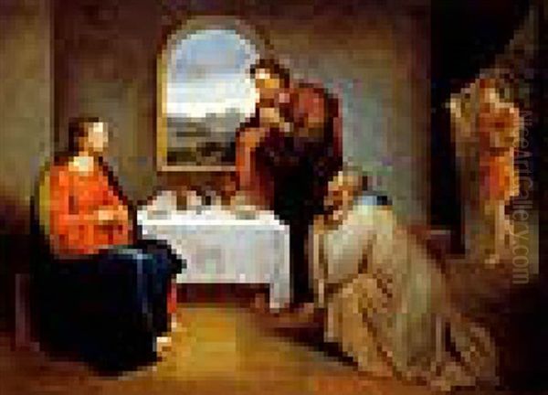 Christus Und Die Junger In Emmaus Oil Painting by Johann Conrad Zeller