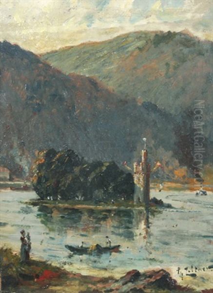 Blick Auf Den Mauseturm Bei Bingen Oil Painting by Philipp Zeltner