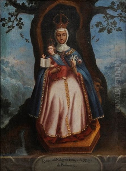 Retrato De La Milagrosa Ymagen De Na. Sa. De Balbanera Oil Painting by Miguel Jeronimo Zendejas