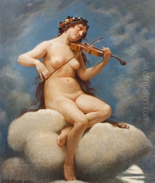 Allegory Of Music Oil Painting by Frantisek (Franz) Zenisek