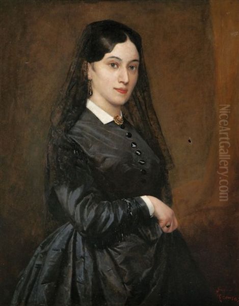 Portrait Einer Noblen Dame Oil Painting by Felice (Leppa) Zennaro