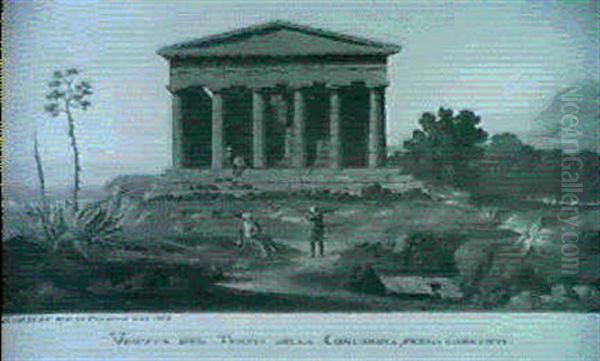 Veduta Del Tempio Della Concordia, Presso Girgenti  Siragusa, Presa Dall' Anfiteatro Antico by Francesco Zerillo