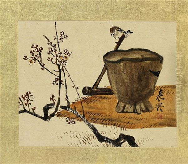 A Miniature Album Of Six Seasonal Urushi-e (lacquer Paintings) Oil Painting by Shibata Zeshin