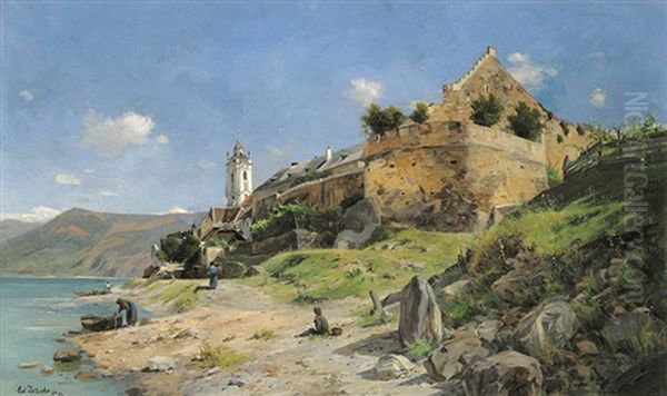 View Of Durnstein Oil Painting by Eduard Zetsche