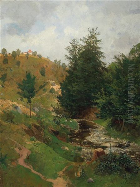 Erlenbach Oil Painting by Eduard Zetsche