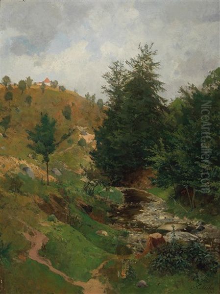 Erlenbach Oil Painting by Eduard Zetsche