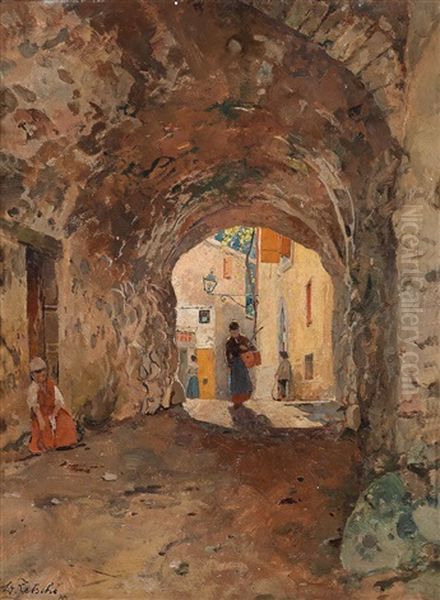 Motiv Aus Malcesine (gardasee) Oil Painting by Eduard Zetsche