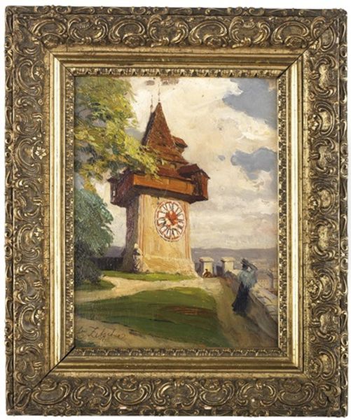 Am Grazer Uhrturm Oil Painting by Eduard Zetsche