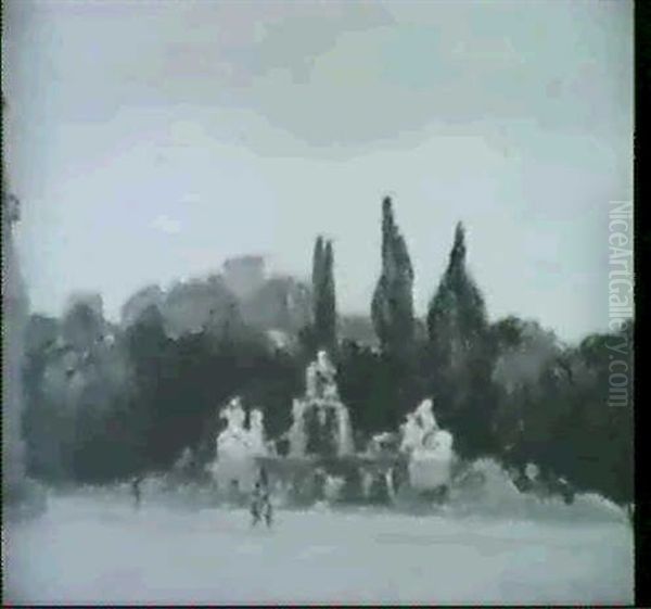 Der Wittelsbacher Brunnen In Munchen Oil Painting by Max Zettler