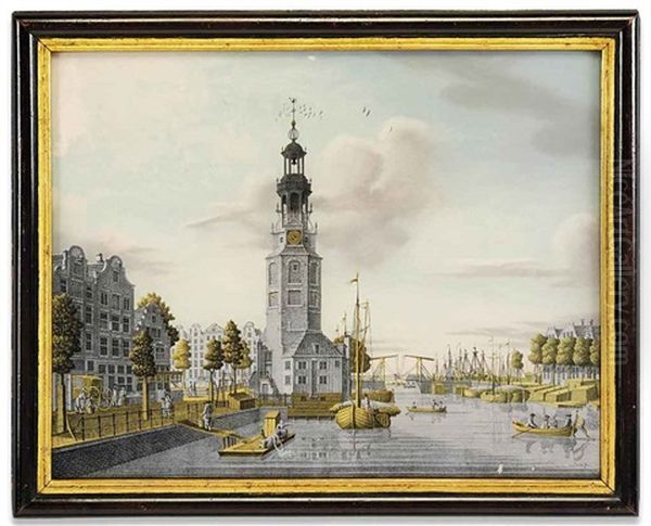 View Of Amsterdam (after Simon Fokke) Oil Painting by Jonas Zeuner