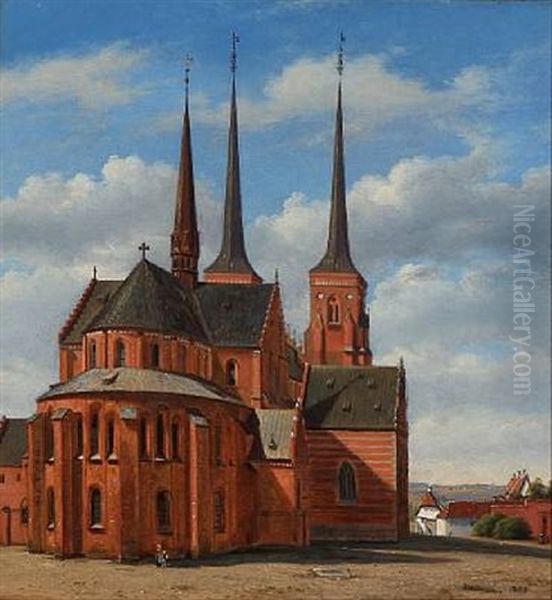 At Roskilde Cathedral Oil Painting by Christian Olavius Zeuthen