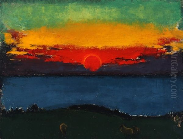 Sol Over Hundested Oil Painting by Ernst Johan Zeuthen