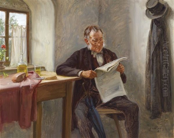 Der Zeitungsleser Oil Painting by Carl Zewy