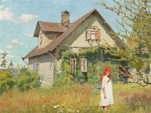 Summer In The Country Oil Painting by Alfons Konstantinovich Zhaba