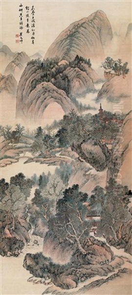 Landscape (in Wangmeng's Style) Oil Painting by  Zhai Dakun