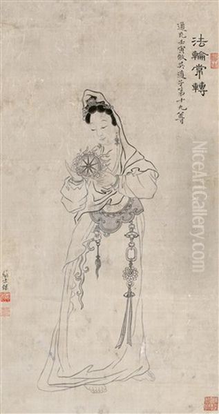 Kuan Yin Oil Painting by  Zhang Shibao