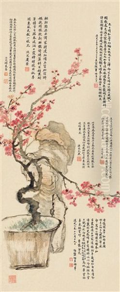 Plum Blossom Oil Painting by  Zhang Tingji