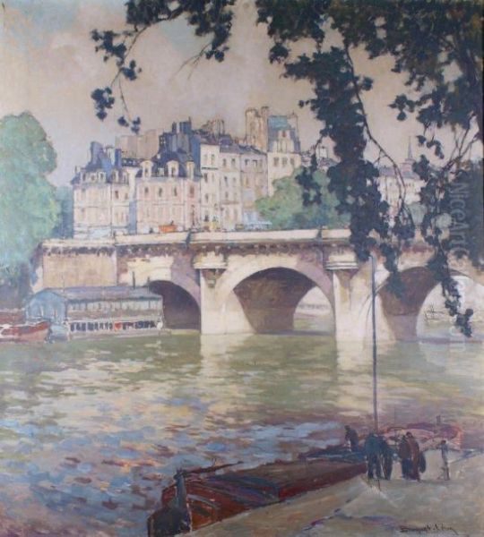 Paris,le Pont-neuf Et L'ile De La Cite Oil Painting by Leon Broquet